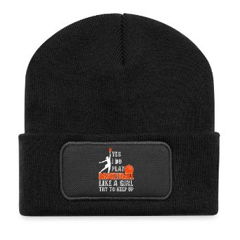 Oui je joue de basket-ball comme une fille Essayez de garder - Beanie recyclé à patch - noir - Devant