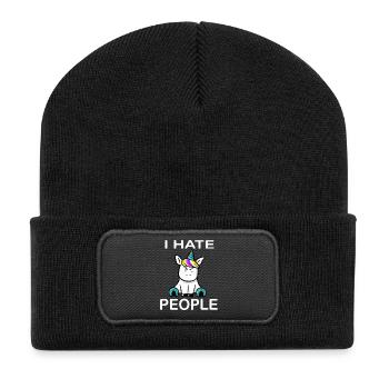 Je déteste les gens Unicorn Licorne - Beanie recyclé à patch - noir - Devant