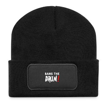 bang the drum (weiß) - Recycelte Patch Beanie - Schwarz - Vorne