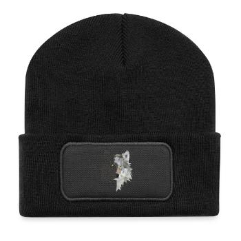 Wolf - Recycelte Patch Beanie - Schwarz - Vorne