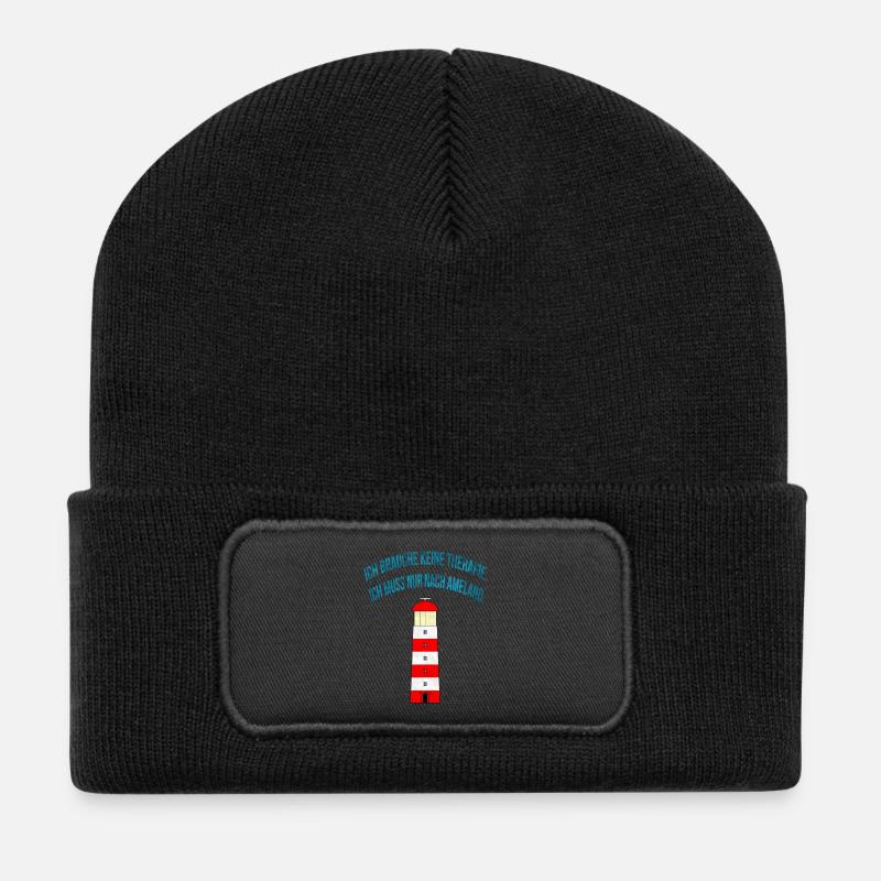 Therapie? - Ich muss nur nach Ameland. - Recycelte Patch Beanie - Schwarz