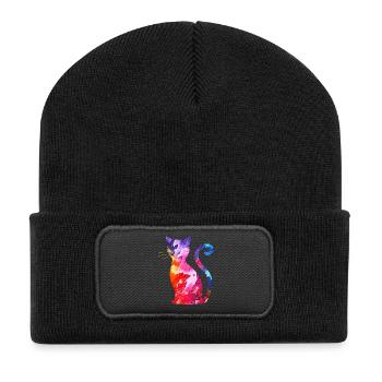 Chat - Beanie recyclé à patch - noir - Devant