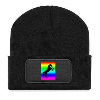 Cheval arc-en-ciel - Beanie recyclé à patch - noir - Devant