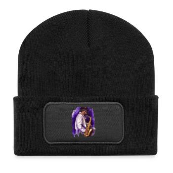 Saxophon - Recycelte Patch Beanie - Schwarz - Vorne