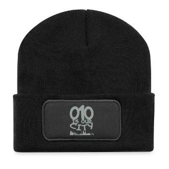 010 ist unsere Stadt - Recycelte Patch Beanie - Schwarz - Vorne