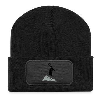 freefall_mountain - Recycelte Patch Beanie - Schwarz - Vorne