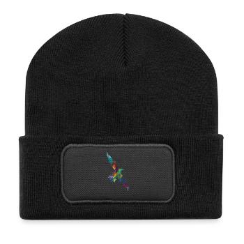 adler stencil bunt - Recycelte Patch Beanie - Schwarz - Vorne