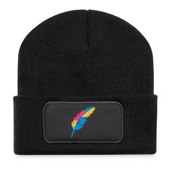 Une plume colorée - Beanie recyclé à patch - noir - Devant