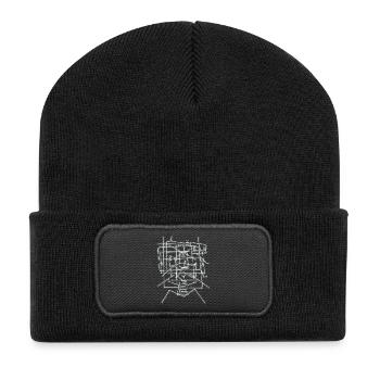 Modèle de caractères alphabet ABC - Beanie recyclé à patch - noir - Devant