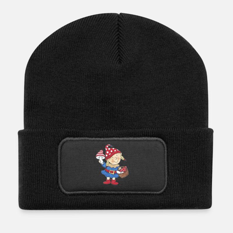 Wichtel_02 - Recycelte Patch Beanie - Schwarz