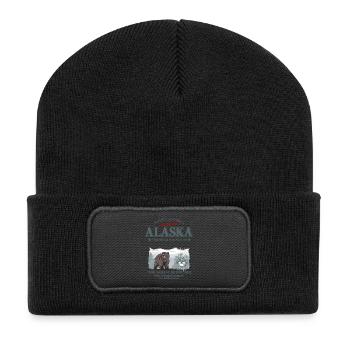 Alaska - Grizzly Bear - Recycelte Patch Beanie - Schwarz - Vorne