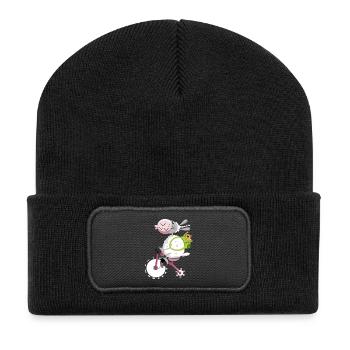 Cute sheep with bike - Recycled Patch Beanie - black - Front