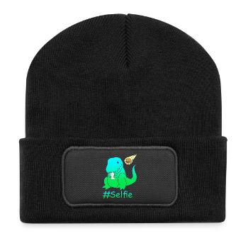 Dinosaure selfie drôle - Beanie recyclé à patch - noir - Devant