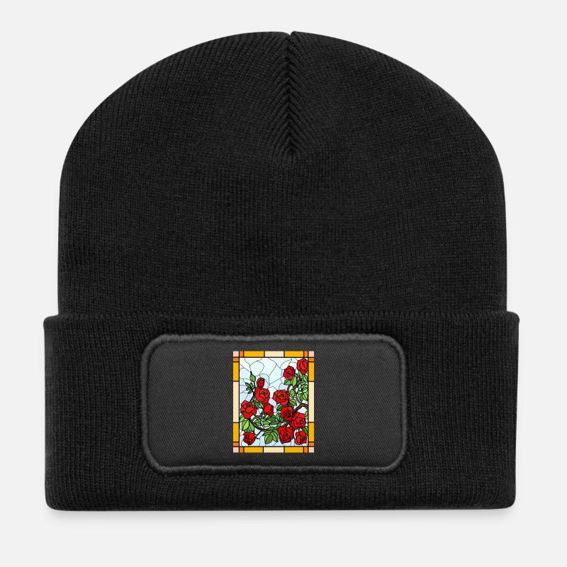 Stained Glass Roses - Recycled Patch Beanie - black