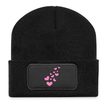 Herzchen Herz Muster Geschenk - Recycelte Patch Beanie - Schwarz - Vorne