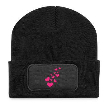 Petit coeurs coeur motif rose amour cadeau - Beanie recyclé à patch - noir - Devant