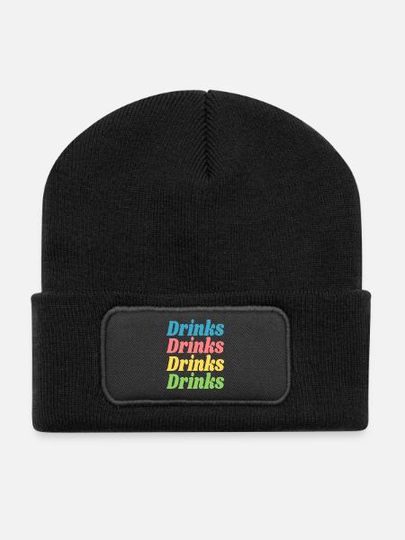 Drinks Drinks Drinks Drinks / Sayings / Trend - Recycled Patch Beanie - black