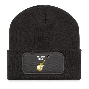 Yes I speak guitar saying 'Yes I speak - Recycled Patch Beanie - dark grey - Front