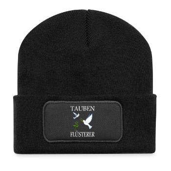 Tauben Flüsterer - Recycelte Patch Beanie - Schwarz - Vorne
