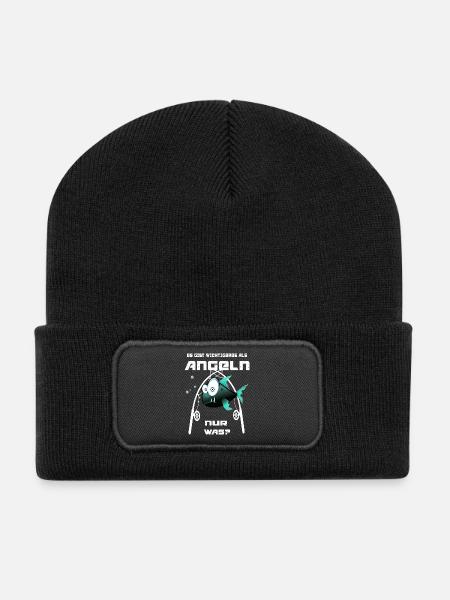 Lustiger Angler Spruch - Recycelte Patch Beanie - Schwarz