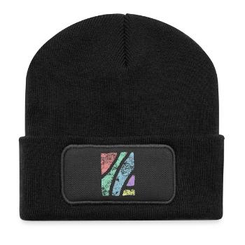 Muster Pastell Farben - Muster Abstrakt Ornament - Recycelte Patch Beanie - Schwarz - Vorne