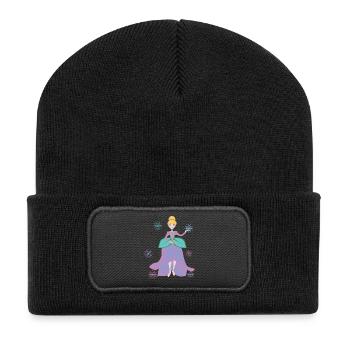 Prinzessinnen-Fantasie mit Blumenherz - Recycelte Patch Beanie - Schwarz - Vorne