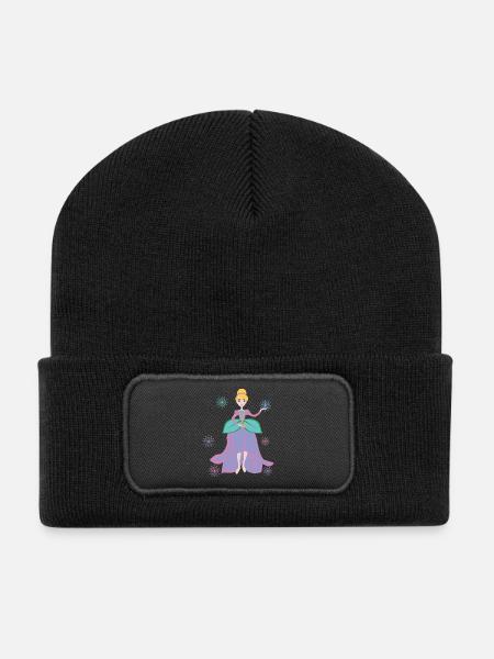 Prinzessinnen-Fantasie mit Blumenherz - Recycelte Patch Beanie - Schwarz