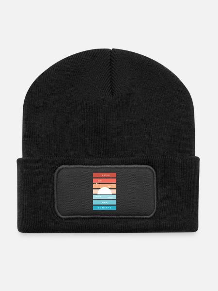 Ich liebe Sonnenuntergänge – Zitat für Strandliebhaber - Recycelte Patch Beanie - Schwarz