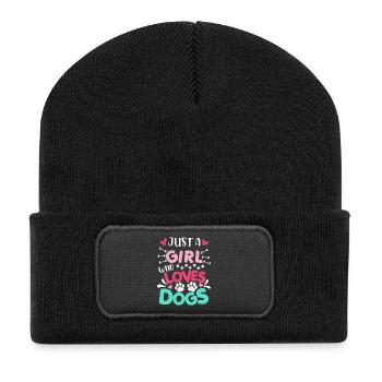 Juste une fille qui aime les chiens disant - Beanie recyclé à patch - noir - Devant