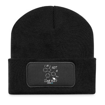Ich bin keine Labor Ratte - Recycelte Patch Beanie - Schwarz - Vorne
