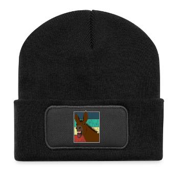 Mule Mule Donkey Horse Vintage Gift - Recycled Patch Beanie - black - Front