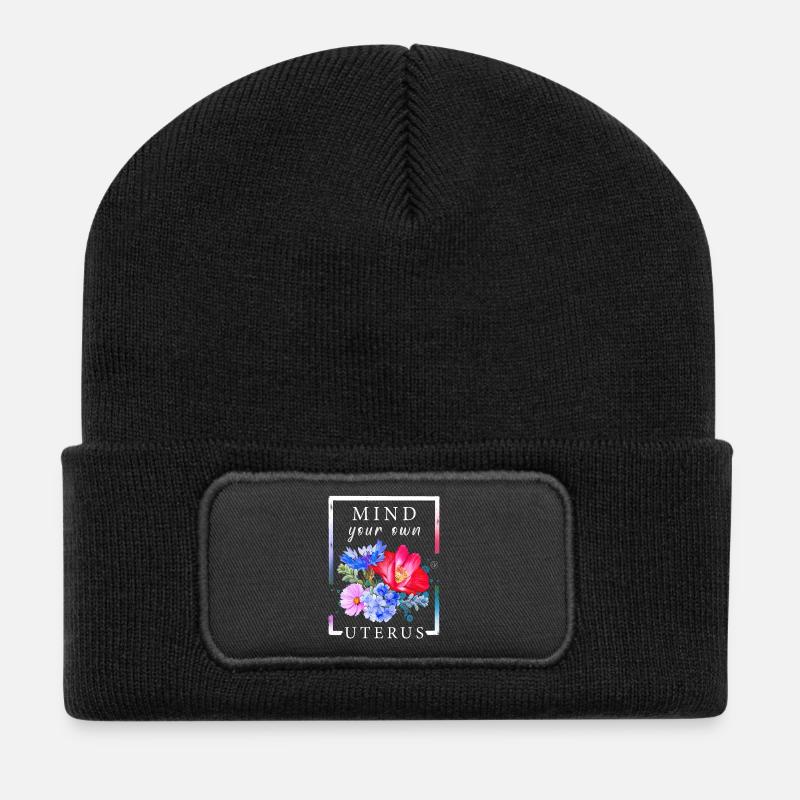 Mind your own uterus - Recycelte Patch Beanie - Schwarz