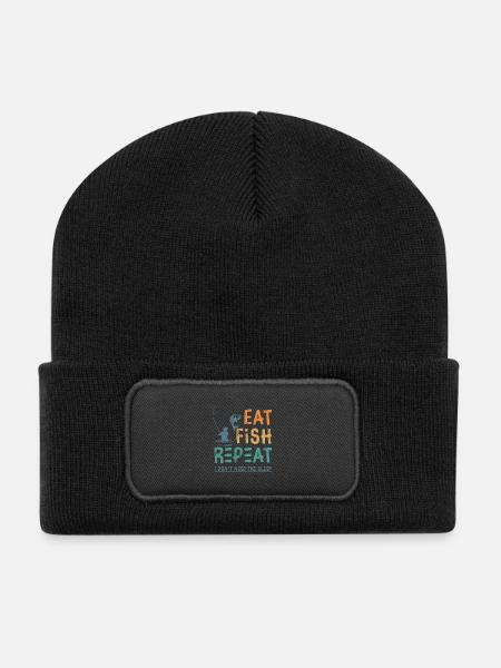 Mange du poisson, répète : je n’ai pas besoin de dormir - Beanie recyclé à patch - noir