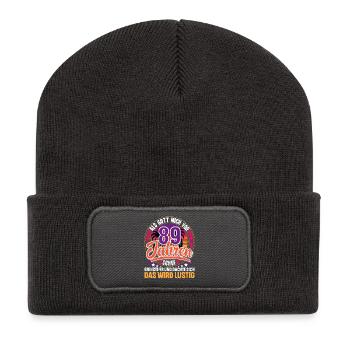 89. Geburtstag Als Gott Mich Schuf Vor - Recycelte Patch Beanie - Dunkelgrau - Vorne