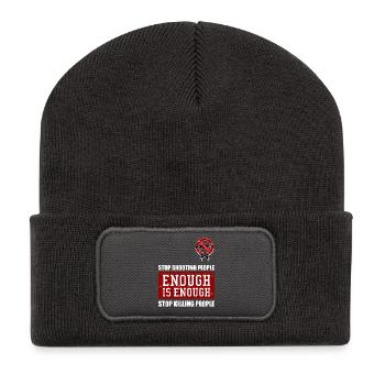 ASSEZ, C’EST ASSEZ | | ANTI ARMES À FEU INTERDIRE TOUTES LES ARMES À FEU - Beanie recyclé à patch - charbon - Devant
