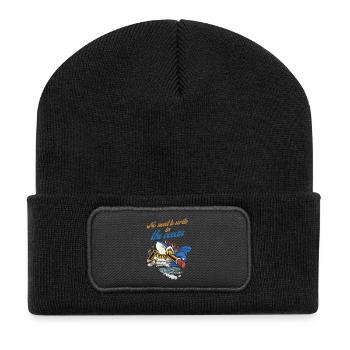 Le requin crayon dans l’aventure océanique - Beanie recyclé à patch - noir - Devant