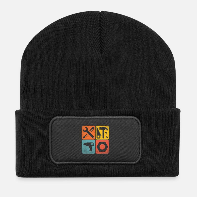 Werkzeuge - Recycelte Patch Beanie - Schwarz