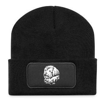 Bolonka Zwetna Kopf "Black Edition" - Recycelte Patch Beanie - Schwarz - Vorne