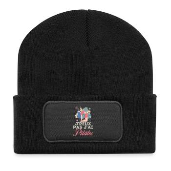 Humour pilates - Beanie recyclé à patch - noir - Devant