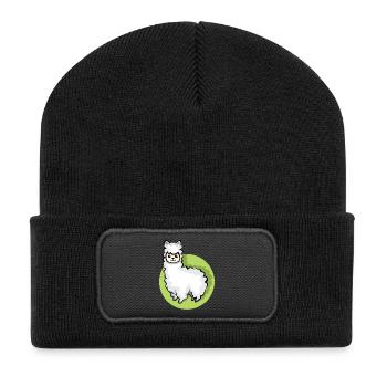 Alpaca icon animal cute sheep cartoon comic icon - Recycled Patch Beanie - black - Front