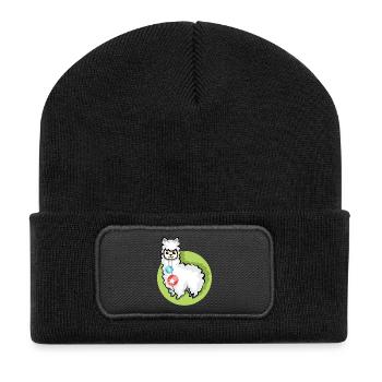 alpaca xmas balls christmas lama symbol Alpaka - Recycelte Patch Beanie - Schwarz - Vorne
