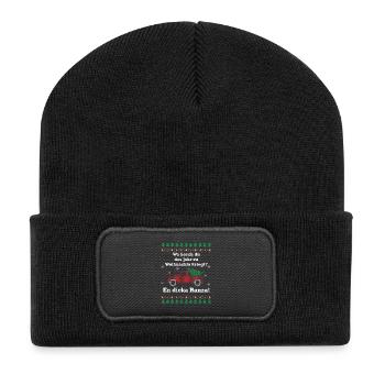 Wa hosch du des Johr zu Weihnachta kriegt? - Recycelte Patch Beanie - Schwarz - Vorne