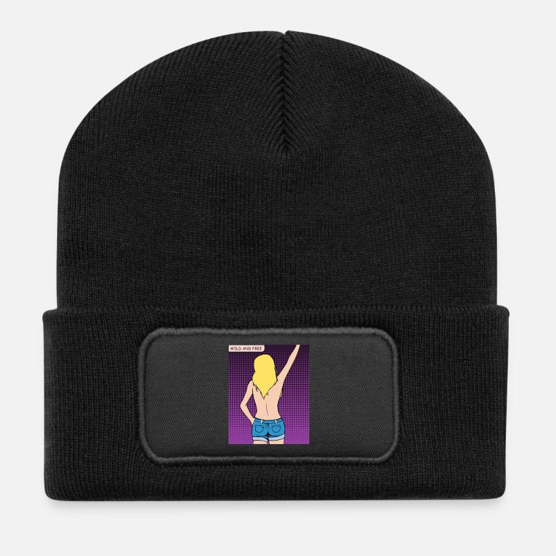 Wilde Freiheit Rückenfigur - Recycelte Patch Beanie - Schwarz
