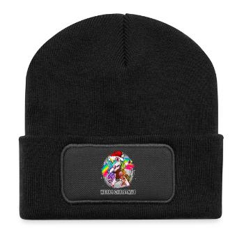 Dabbing Unicorn Merry Christmas Saying - Recycled Patch Beanie - black - Front