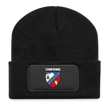 Hinweis Mignon Chamonix Mont Blanc Haute Savoie - Recycelte Patch Beanie - Schwarz - Vorne