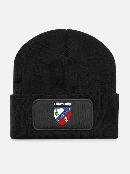 Drapeau Mignon Chamonix Mont Blanc Haute Savoie - Beanie recyclé à patch - noir
