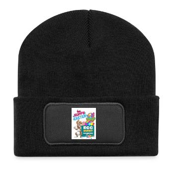Happy Easter Osterhase Egg Hunt Champion Ostern - Recycelte Patch Beanie - Schwarz - Vorne