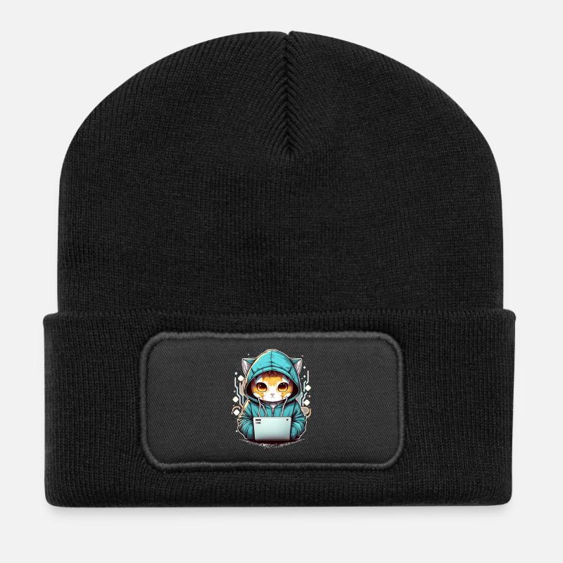 Coding cat - Recycelte Patch Beanie - Schwarz