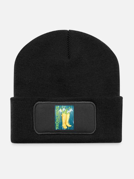 Frühlingsschönheit Frühling - Wortschätze - Recycelte Patch Beanie - Schwarz