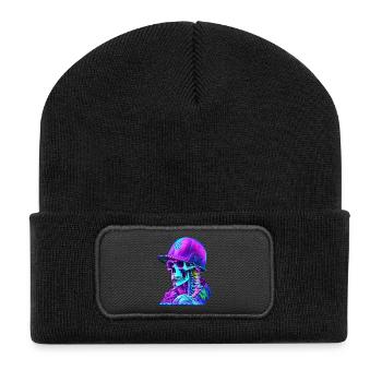 Squelette avec casquette - Beanie recyclé à patch - noir - Devant